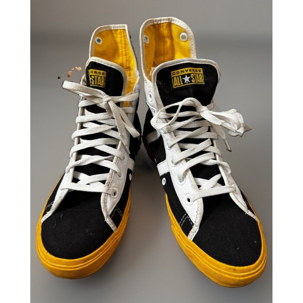 EUC Converse Street Hockey High Top Sneakers Black Yellow White M7 W8.5